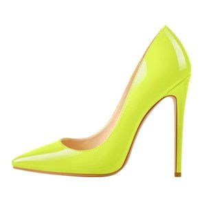OnlyMaker Classic Pumps Sz 5 Yellow Pointed Toe High Heel Stiletto Slip Dress